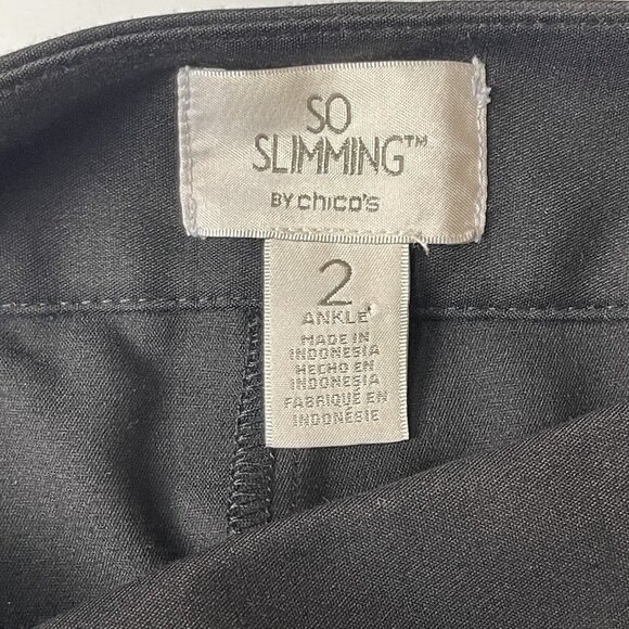 Chicos Pants Womens 2 Ankle Large 12 Black So Slimming Waist Panel‎ Stretch - Picture 10 of 16